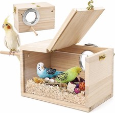 Parakeet Nesting Box Transparent Design, Thwartwise Bird Nest Breeding Box with