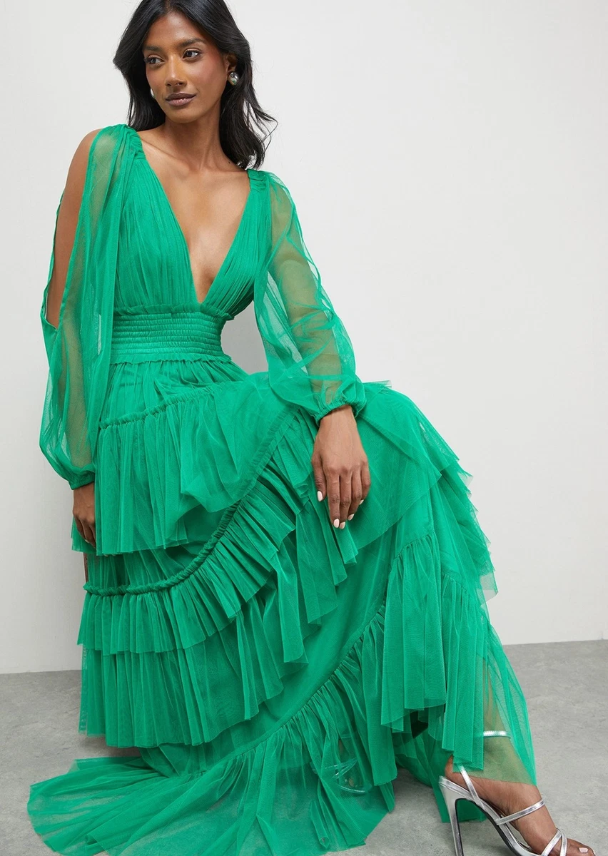 green emerald velvet dress Mac Duggal - Green Off The Shoulder Tea Length Dress main image 0