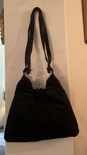 Vintage Black Satin Handbag - Picture 1 of 8