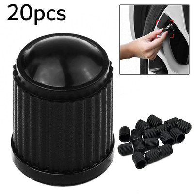 20Pieces/set Car Tyre Valve Black Bike Tyre Plastic Cap Dome Shape Dust Valve
