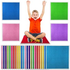 24 Pcs Kids Carpet Square Seats 16 Inch Rainbow Floor Rug Mats Colorful Non S...