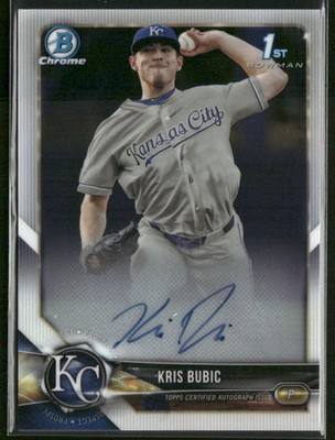2018 Bowman Draft #CDA-KB Kris Bubic Chrome Draft Pick Autographs