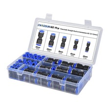 60Pcs Quick Connect Air Hose Fittings 4/6/8/10/12mm OD Pneumatic Push-to-Conn...
