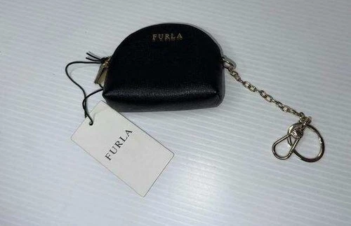 FURLA BLACK LEATHER COIN PURSE WITH TAGS