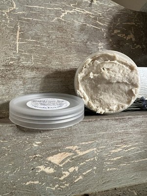 Jar of Whipped Cream Goat Milk Soap with Honey and Comfrey handmade
