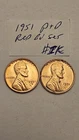 wheat penny 1951 P & D SET NICE RED BU 1951-D,1951-P LOT UNC LINCOLN CENT