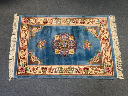 Junco Brand Hand Made All Wool Pile Tientsin China 5' 9"x3' 10" Floral Floor Rug