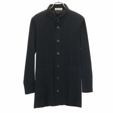 Vintage ISSEY MIYAKE 90s made in Japan old stand collar pleated jacket M black w