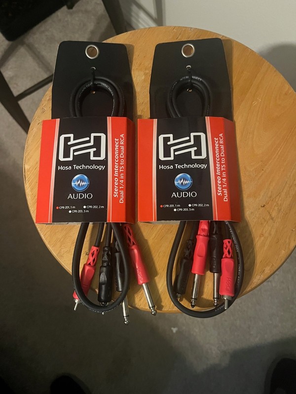 2 PACK Brand New Hosa CPR 201Dual 1/4" Dual RCA 2M CABLE - NEW - 3 foot