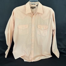 Sheplers Western Fit Shirt Mens 16.5-35 Peach Pearl Snap Button Up Long Sleeve