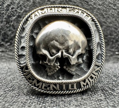 Geoff Thomas Designs Sterling Silver Amor Fati Memento Mori Ring Heavy Size 10.5