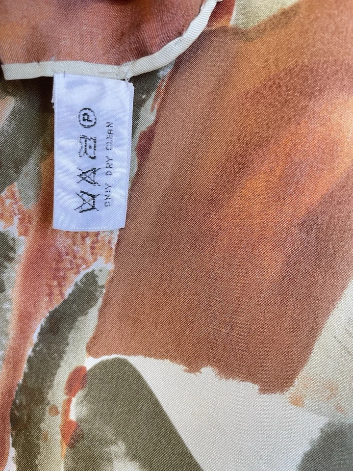 AS6#Codello Bufanda 100% Seda Abstracto Estampado Geométrico Cuadrado Naranja Verde Beige Foto 2 de 4