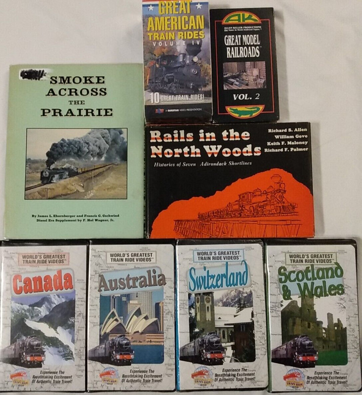 Train 7 VHS 2 Book Rides USA Canada Scotland Smoke Across Prairie Model Railroad