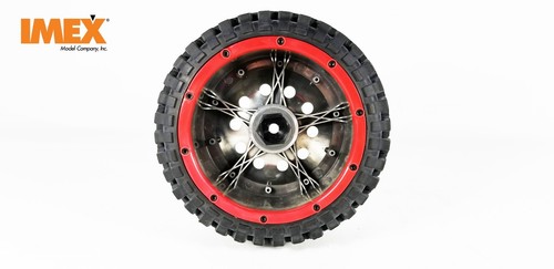 IMEX K-Rock Tires w/ Pluto Beadlock Rims (Chrome/Red) 1 Pair of Front Tires - Picture 4 of 9