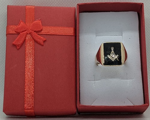 Vintage 10K Yellow Gold Onyx Free Mason Masonic Temple Men's Signet Ring, 8.5 Gr - Picture 14 of 15