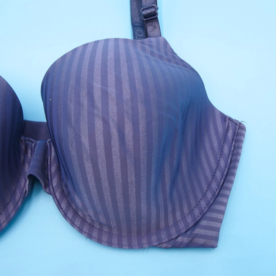 Victorias Secret Sujetador 32DD Púrpura Rayas Camiseta Ligeramente Forrada Cobertura Completa Nuevo Foto 4 de 4