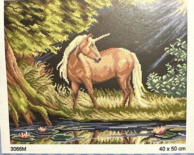 Printed needlepoint  tapestry Canvas Only Unicorn Orchidea 1942 40x50 Cm