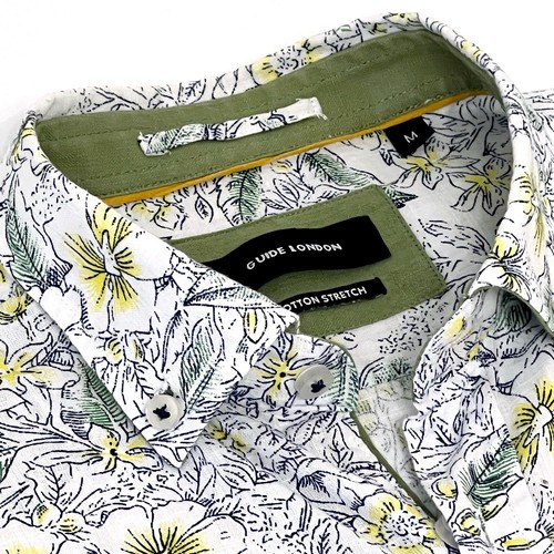 Camisa Guide London Talla Mediana M Manga Larga Para Hombre Blanca Verde Algodón Elástico - Imagen 8 de 11