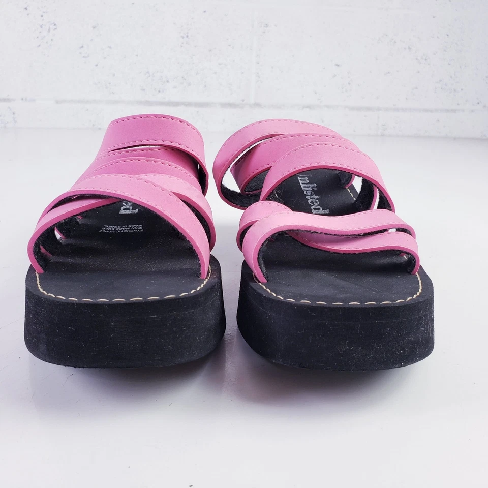 Sandalia de plataforma gruesa 7M vintage años 90 Y2K sin listar para mujer sin cordones negra rosa Foto 2 de 4