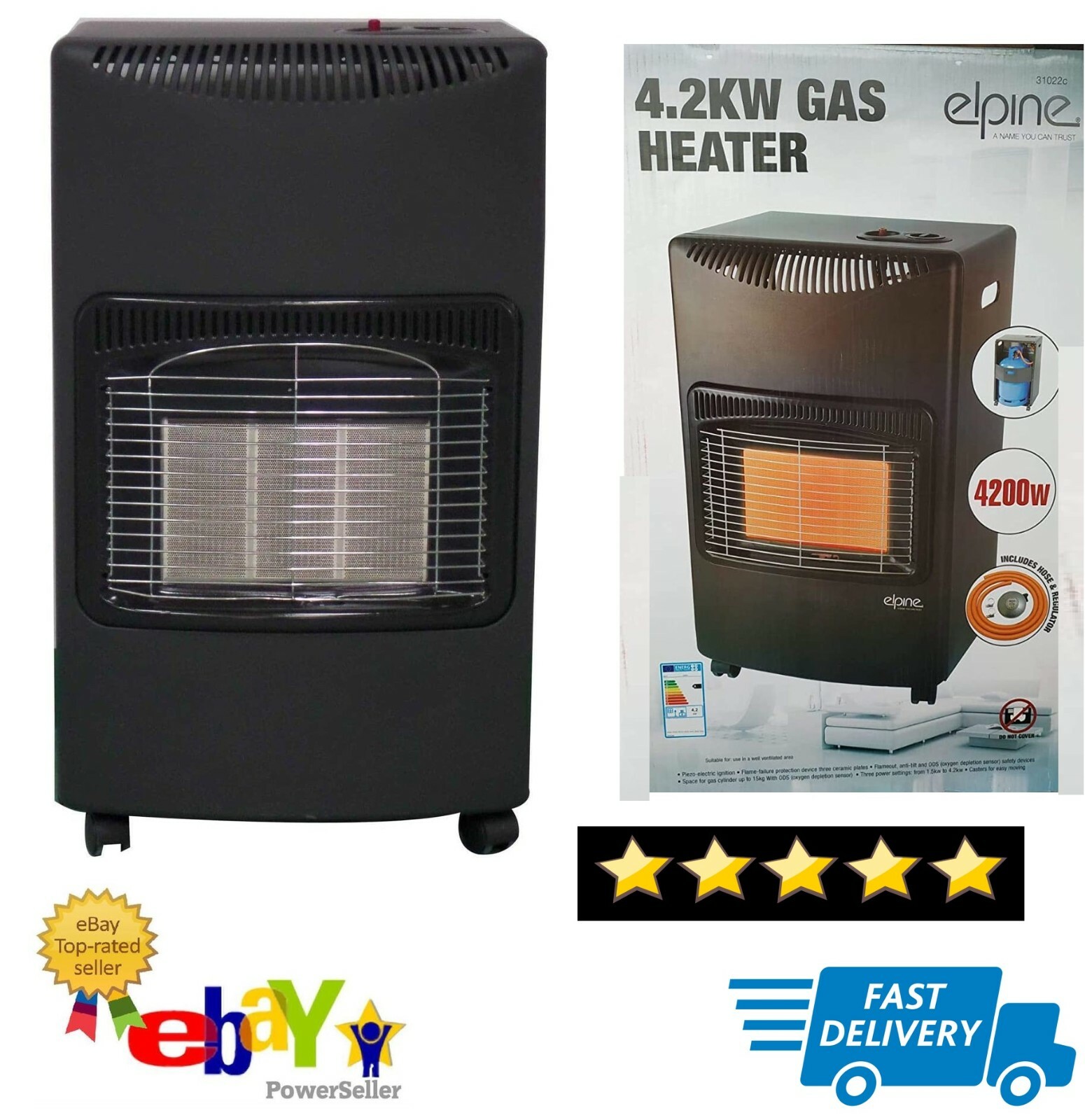 ELPINE / VOLCAN portable calor gas heater 4.2 KW butane LPG heating cabinet  fire | eBay