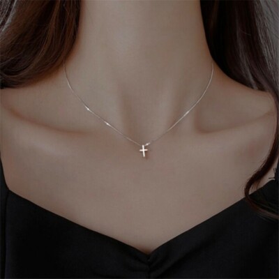 Tiny Cross Pendant Chain Womens 