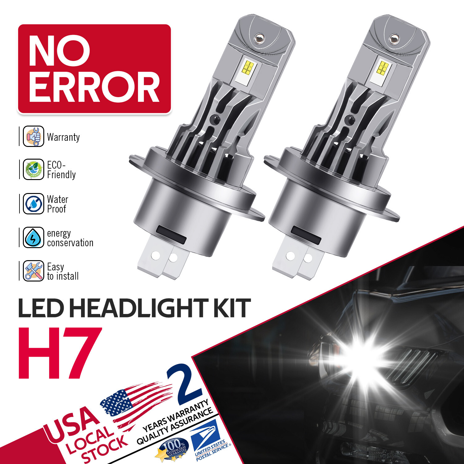 2 X H7 LED Headlight CANbus Bulbs Kit High/Low Beam For BMW 335i GT 335i xDrive