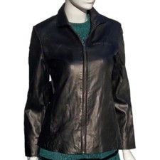Nwt Reed Genuine Leather Black Women Jacket Small