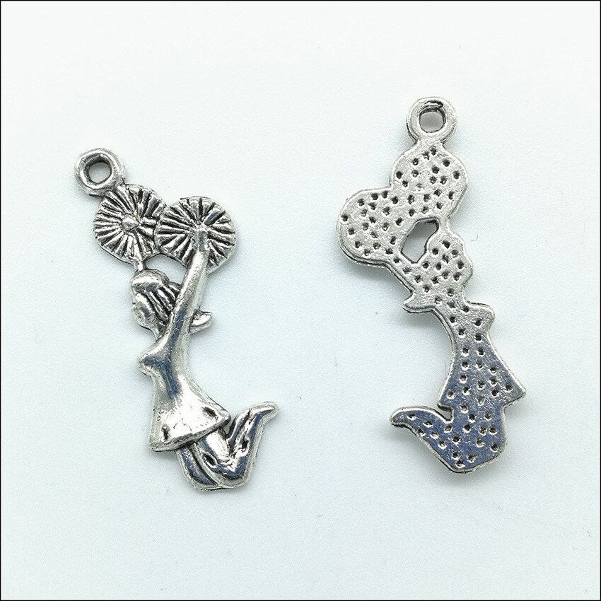 20/80X cheerleader Antique Silver Charms Pendants Jewelry Making DIY 28