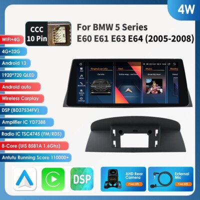 10.25'' Android 13 Car Radio GPS Navi Carplay for BMW 5 Series E60 E61 CCC BT5.0