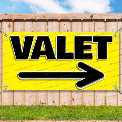 VALET RIGHT ARROW YLW Advertising Vinyl Banner Flag Sign Many Sizes DIRECTIONAL