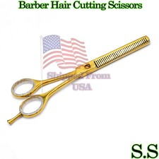 Barber Thinning Scissors Double Teeth Full Gold 7" Beauty Instruments BTS-532