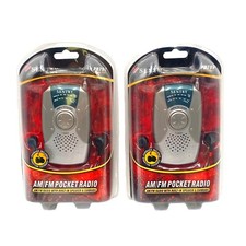 New Sentry AM/FM Pocket Radio w Built-In Speaker  Earbuds PR799 Sealed Lot of 2
