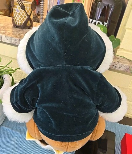 Harrods Christmas Bear 2001 Scott Original Tags Fur Trimmed Green Velvet Sweater - Picture 2 of 7