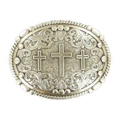 Nocona Men's Western Oval Rope Edge Cross Belt Buckle 37980