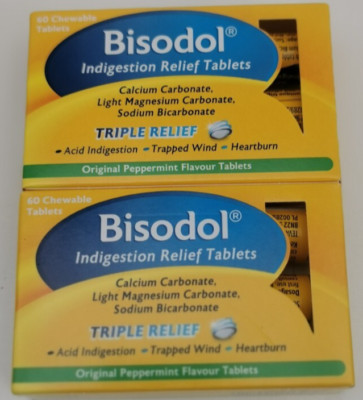 Wind Less Tablets Bisodol Indigestion Relief Tablets 120 Chewable Peppermint Heartburn ...