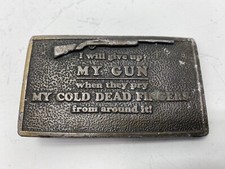 Vintage I Will Give Up My Gun Dead Fingers Belt Buckle Second 2nd Amendment