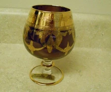 Interglass Crystal Brandy Cognac Snifter Glass 24 kt Gold Purple Amethyst 2 avai