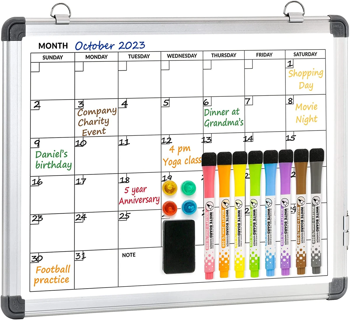 Dry Erase Board - 6 Weeks Whiteboard Calendar for Wall, 16 X 12 Magnetic  Month