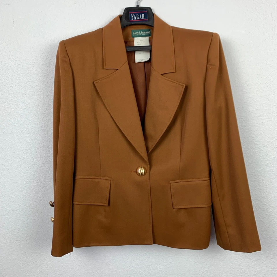 Terno saia lápis feminino vintage Harve Benard Holtzman bolota marrom lã blazer 6 - Imagem 2 de 4