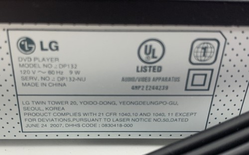 LG DP132 DVD Player (a10) - Picture 5 of 9