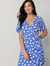 [ SUSSAN ] Womens Blue Floral Print Wrap Dress  | Size AU 8  or US 4