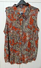 Samya Paisley Print Collared Sleeveless Shirt UK 22 LN102 HH 07