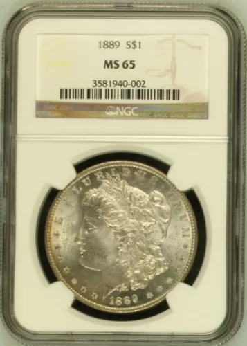 1889-P Morgan Silver Dollar NGC MS65  -  -  Blast White & Frosty 