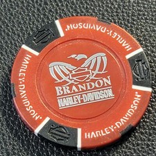 BRANDON HD ~ FLORIDA (Red/Black design 2) Harley Davidson Poker Chip CLOSED