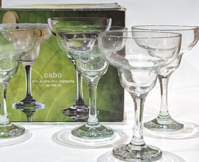 Set/4 Circleware CABO Classic Margarita Cocktail Glasses Blown Glass 6.5''T
