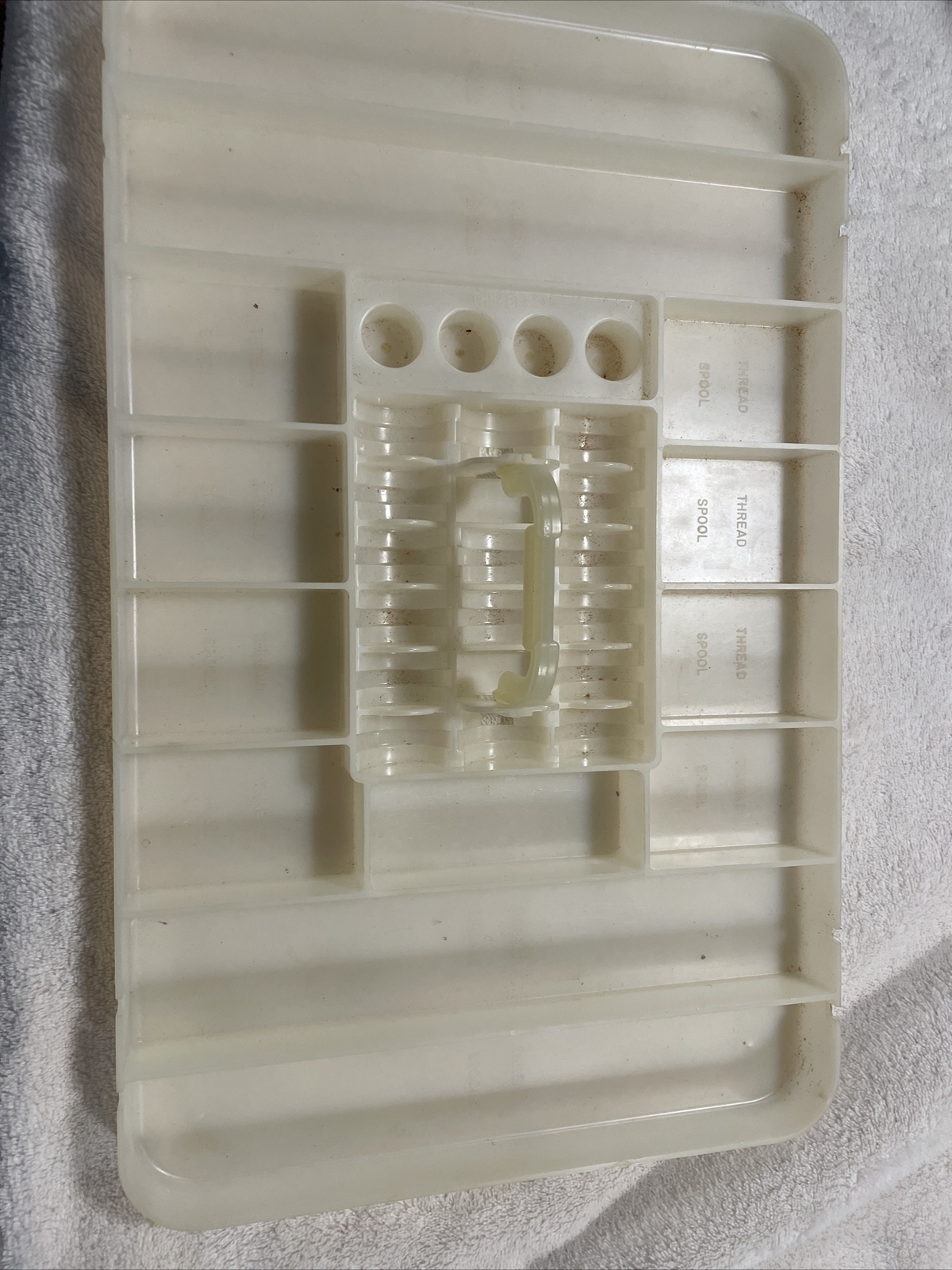 Vtg Plastic Sewing Basket Box Removeable Tray Wilson 12.5X8.25X4.5” Green