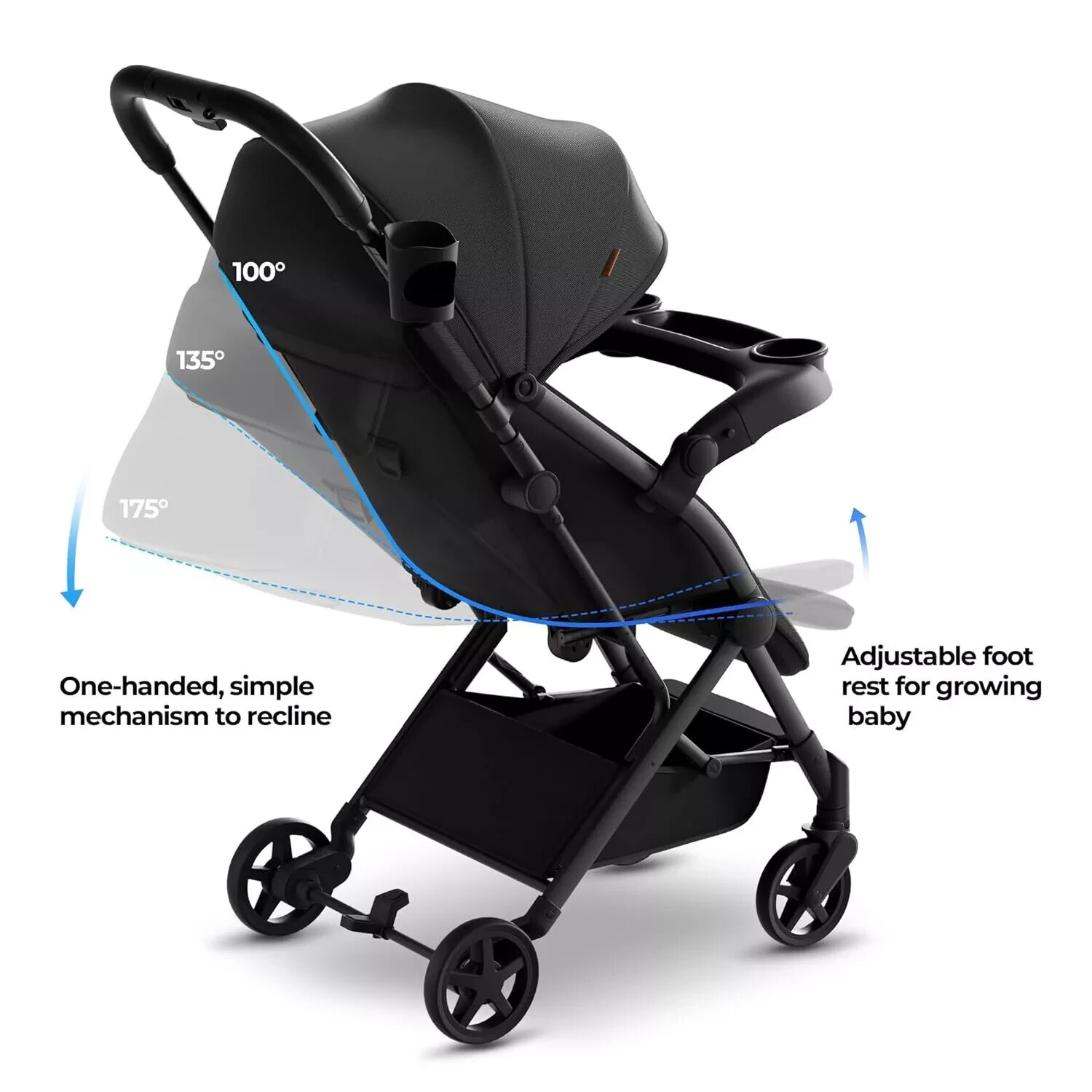 Mompush Lithe V2 Lightweight Stroller + Snack Tray, Ultra-Compact Fold,good
