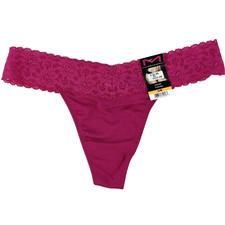 Maidenform Dream Thong Panties Pink Rose Floral Sheer Lace Size S/M Vintage