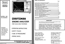 Sears Craftsman Engine Analyzer For 12 24 Volt Systems Owners Manual Model No Sears Craftsman Engine Analyzer For 12 24 Volt Systems Owners Manual Model No