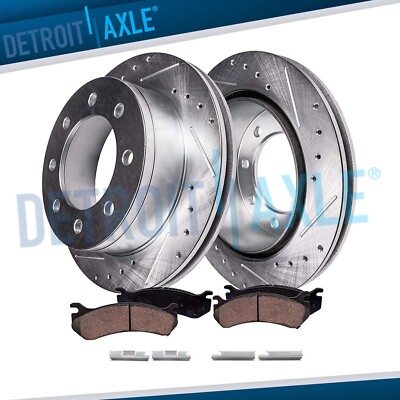 For 2003 - 2008 Dodge Ram 2500 3500 Rear Drilled Brake Rotor Ceramic Brakes Pads
